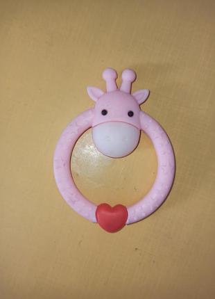 Прорезыватель для зубов силиканый lindo розовый жираф