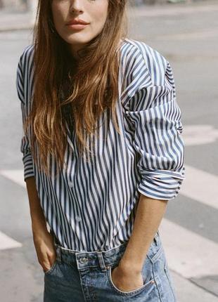 Трендовая рубашка в полоску стильная рубашка в полоску в вертикальную полоску блузка рубашка из поплина рубашка