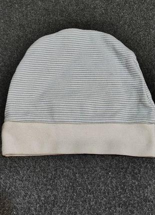 Біла шапочка у блакитну смужку 62-68р 337