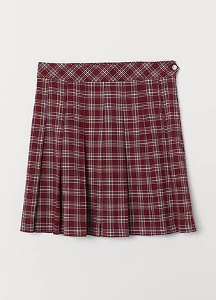 Клетчатая юбка h&m pleated skirt - l