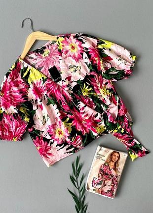 Блуза блузка вкорочена esmara з днем квітковим принтом віскоза