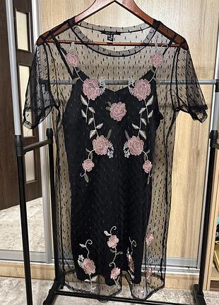 Платье сетка с розами