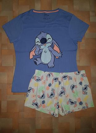 Біла піжама stitch disney s розмір, комплект котон-стич