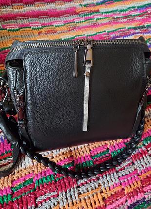 Сумка жіноча чорна шкіряна