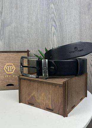 Мужской ремень из натуральной кожи в стиле philipp plein, поясной ремень черный кожаный филлип плиин