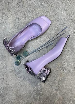 Классические лавандовые туфли cube с вырезом натуральная кожа 36-41