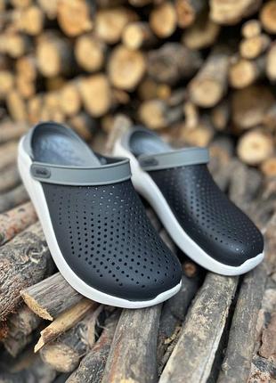 Мужские кроксы сабо Break crocs literide slides black white кроксы сабо Break crocs literide slides2 фото