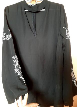 Блуза с вышитыми рукавами💮💮💮