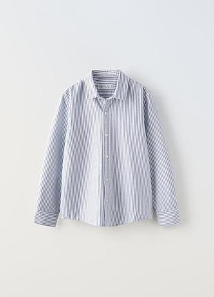 Рубашка в полоску длинный рукав для мальчика zara на 7 лет рост 122 см