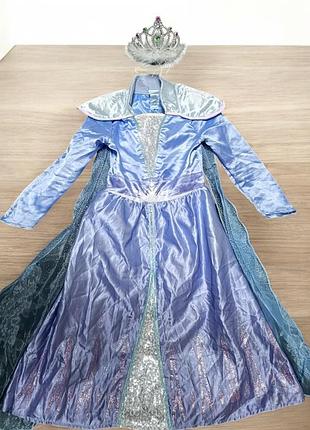 Карнавальное платье эльза холодное седце frozen 5-6 лет с короной