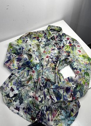 Блузка шифонова в рослинний принт розмір s