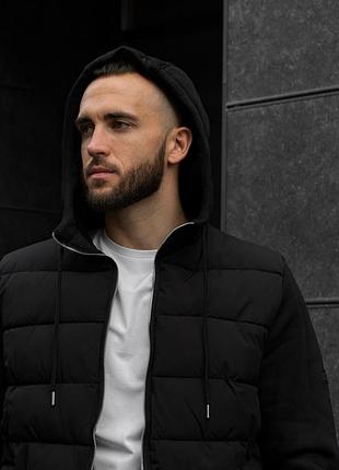 Куртка з трикотажними рукавами та капюшоном infinity чорна ⚫️