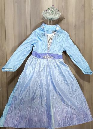 Карнавальное платье эльза холодное седце frozen 5-6 лет с короной