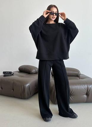 Трендовый оверсайз костюм люкс качества, палаццо и свитшот, брюки штаны