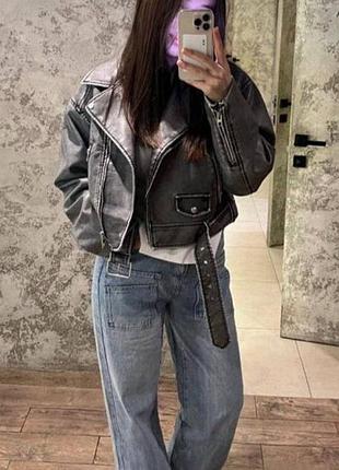 Новая косуха кожаная оверсайз под zara, размер s- м, новая с биркой