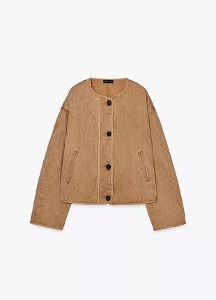 Куртка женская коричневая стеганая zara new2 фото