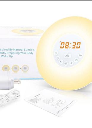 Розумний світловий будильник годинник імітація симуляція сходу сонця (схід/захід сонця/нічник) touch з fm радіо