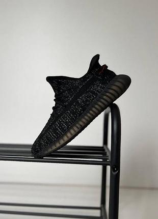 Кроссовки мужские yeezy his black 350 v2 FTWWHT изи буст текстильные дымчатая подошва черные