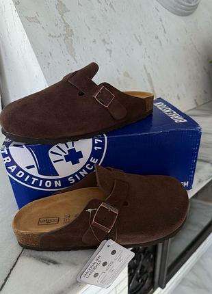 Замшевые шлепанцы birkenstock boston braided