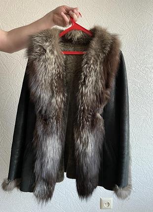 Дублянка з натуральним хутром чорнобурки