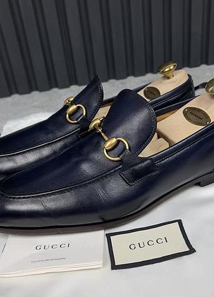 Gucci jordaan horsebit penny loafers чоловічі туфлі лофери оригінал 42 eur