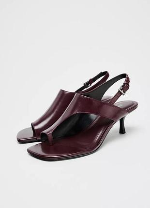 Бордові жіночі мюлі шкіряні zara new