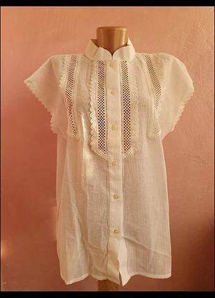 Біла блуза мереживна вишивка