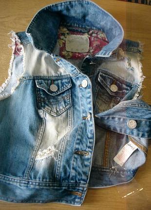 Джинсова жилетка з камінчиками "denim co"    мадрид