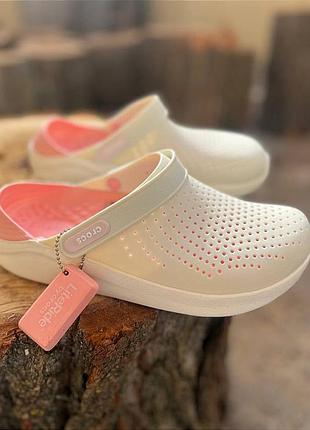 Жіночі крокси сабо literide clog crocs literide clog literide clog powder/white уся розміри у наявності