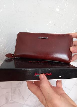 Гаманець жіночий шкіряний коричневий на блискавці