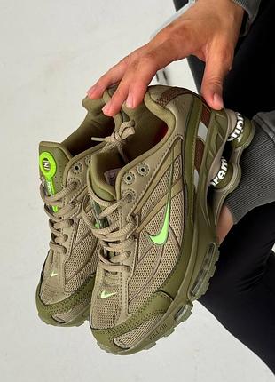 Брендові кросівки nike x supreme shox ride 2 khaki/brown