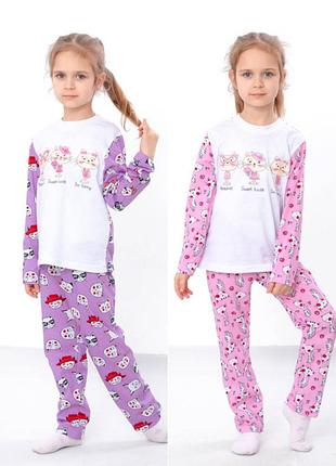 Бавовняна піжама для дівчинки з котиками