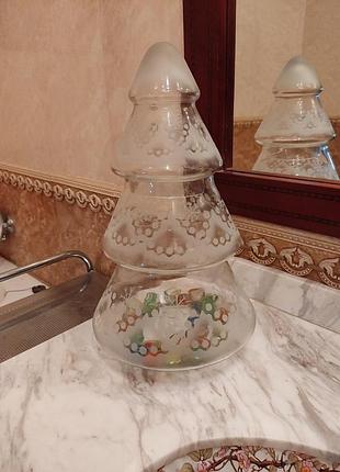 Ваза-конфетница в виде ёлки. винтаж