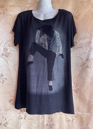 Футболка бренду next, пог-50, поб-54, довжина-73, чорна, з малюнком, віскоза