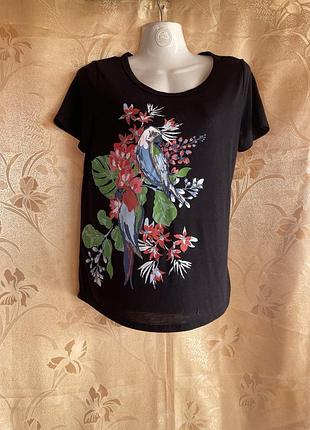 Футболка бренда m&amp;s collection, пог-49, поб-51, длина-60, черная, с принтом