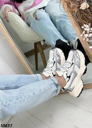 Кросівки об'ємна підошва , текстиль на еко шкіра