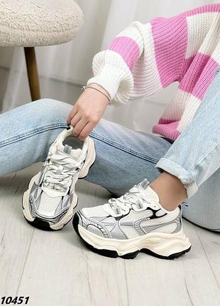 Кросівки об'ємна підошва , текстиль на еко шкіра