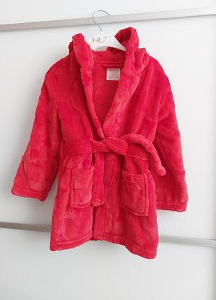 Красный халат махровый в звездочки