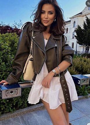Мега шикарная винтажная куртка zara оригинал испания, косухая кожанка