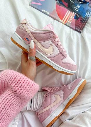 Женские кроссовки nike dunk low teddy bear pink premium + дополнительные шнурки