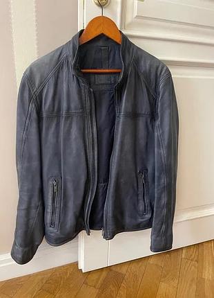 Мужская кожаная куртка massimo dutti