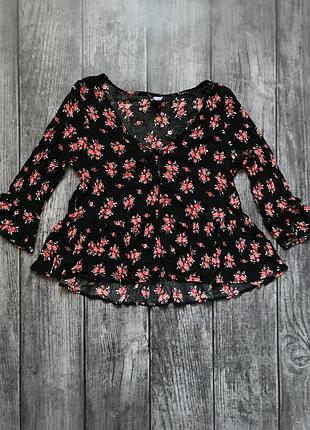 Чорна блузка з квіточками жіноча h&m