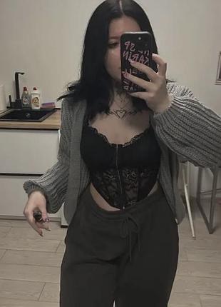 Корсетна кофта з мереживом6 фото