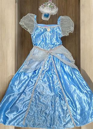 Платье костюм золушка синдерелла cinderella с короной 7-8 лет