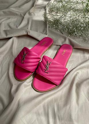Шлепанцы yves saint lourent slides «neon pink»