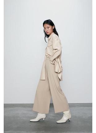 Zara бежевые широкие брюки мо стрелками