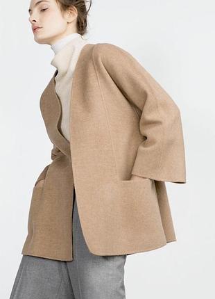 Шерстяное пальто zara ручной работы