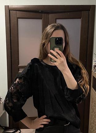 Чорна святкова блуза zara