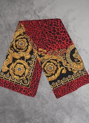 Французский винтажный платок из шелка red leopard gold jewelry decor леопард