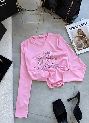 Лонгслив лонгслив лонг кофта с рисунком накатом вишнями овечкой лимонами белый розовый